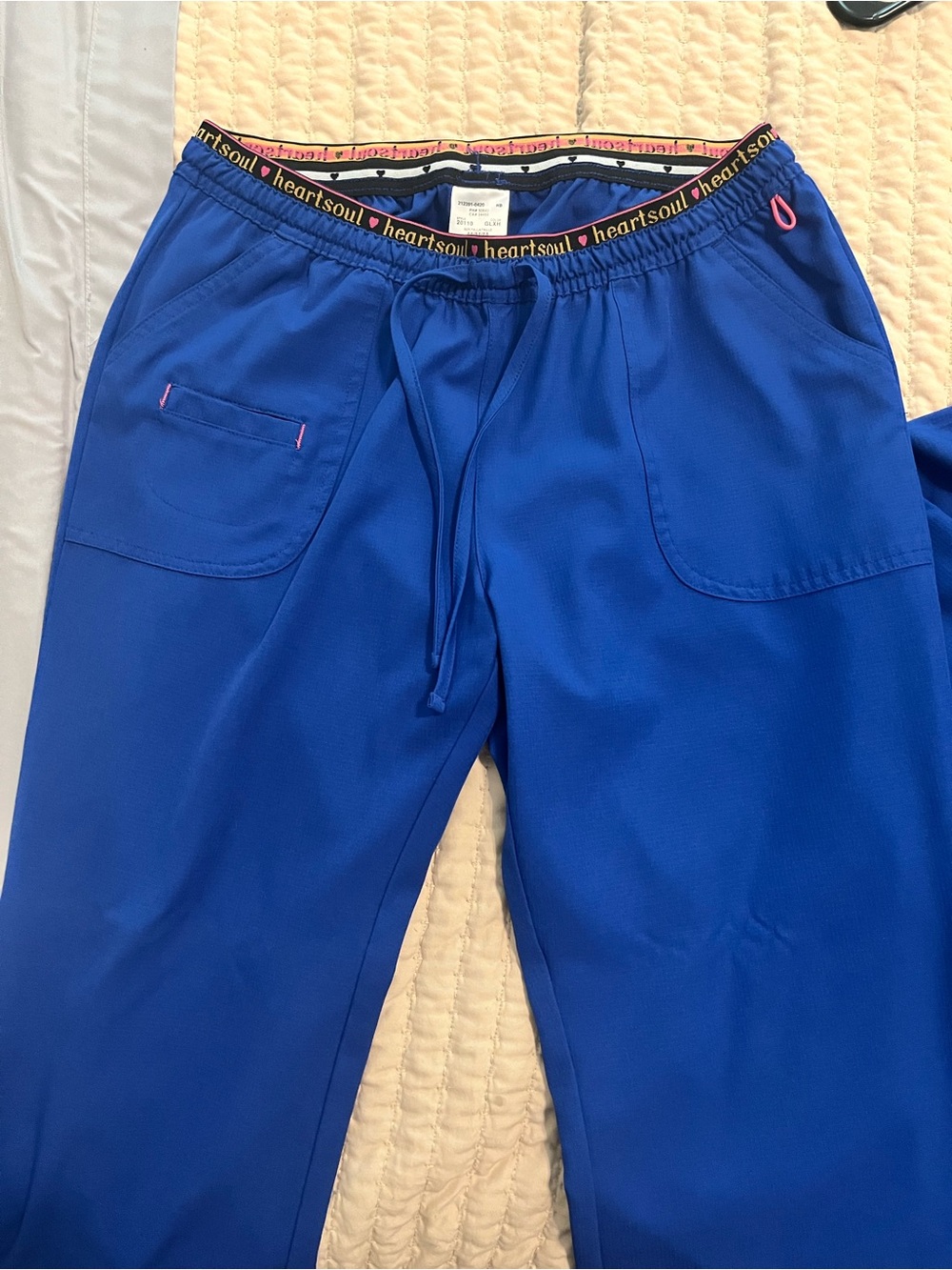 Heart soul women’s Scrub Pants in Royal Blue with Pink Accents and jacket